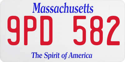 MA license plate 9PD582