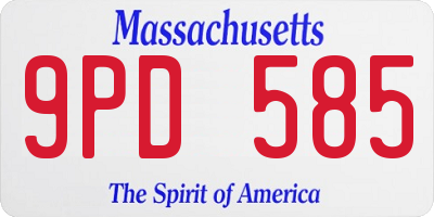 MA license plate 9PD585