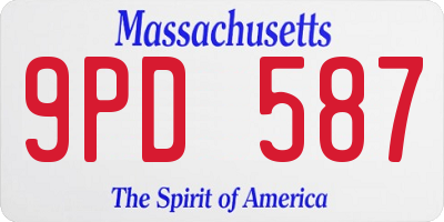 MA license plate 9PD587