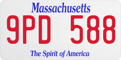 MA license plate 9PD588