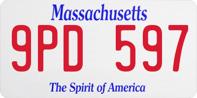 MA license plate 9PD597