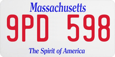 MA license plate 9PD598
