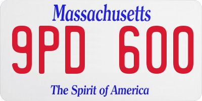 MA license plate 9PD600