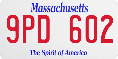 MA license plate 9PD602