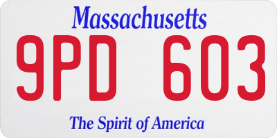 MA license plate 9PD603