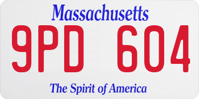 MA license plate 9PD604