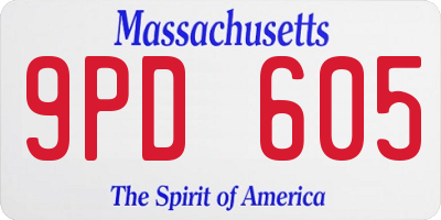 MA license plate 9PD605