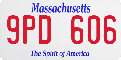 MA license plate 9PD606