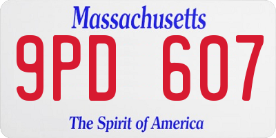 MA license plate 9PD607