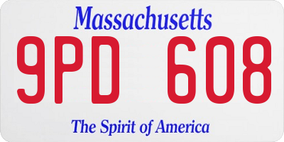 MA license plate 9PD608
