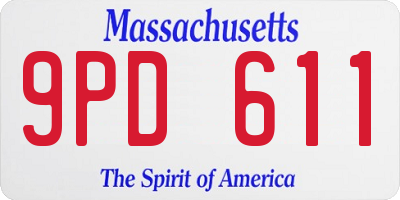 MA license plate 9PD611