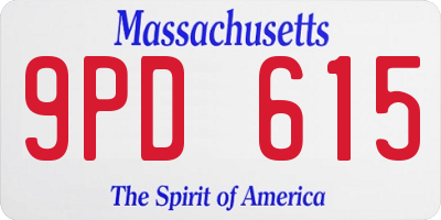 MA license plate 9PD615
