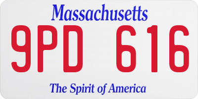 MA license plate 9PD616