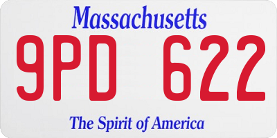 MA license plate 9PD622