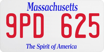 MA license plate 9PD625