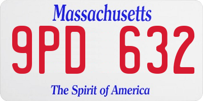 MA license plate 9PD632