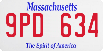 MA license plate 9PD634