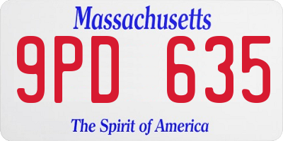 MA license plate 9PD635