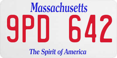 MA license plate 9PD642