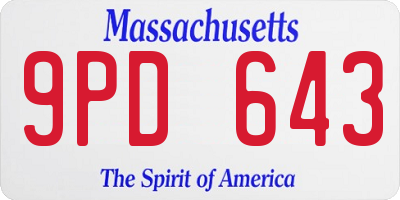MA license plate 9PD643