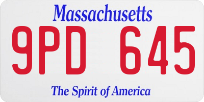 MA license plate 9PD645