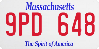 MA license plate 9PD648