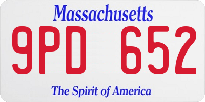 MA license plate 9PD652