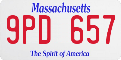 MA license plate 9PD657