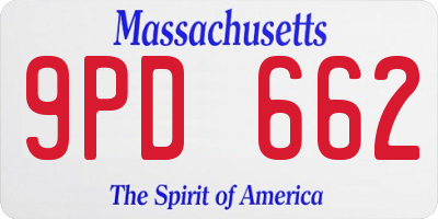 MA license plate 9PD662