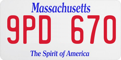 MA license plate 9PD670