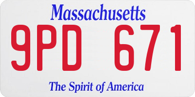 MA license plate 9PD671