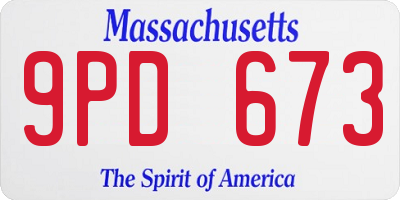 MA license plate 9PD673