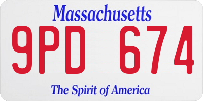 MA license plate 9PD674