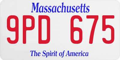 MA license plate 9PD675