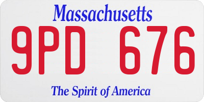 MA license plate 9PD676