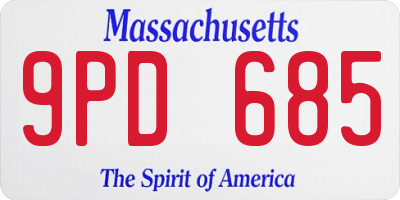 MA license plate 9PD685