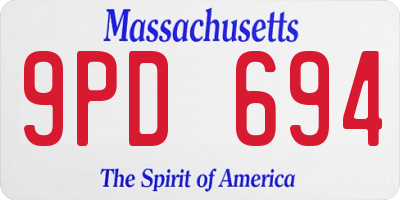 MA license plate 9PD694