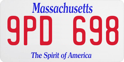 MA license plate 9PD698