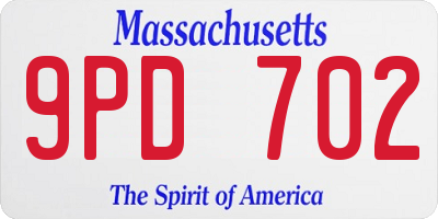 MA license plate 9PD702