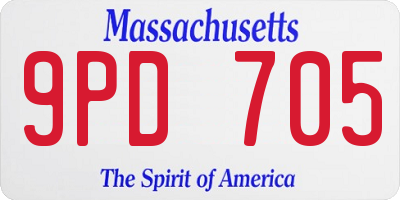 MA license plate 9PD705