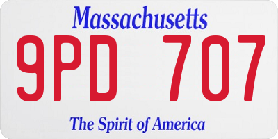 MA license plate 9PD707