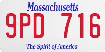 MA license plate 9PD716