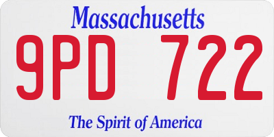 MA license plate 9PD722