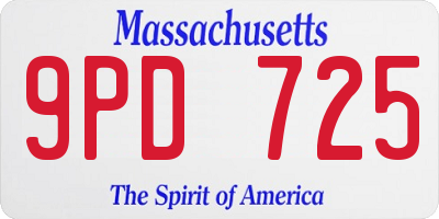MA license plate 9PD725