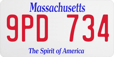 MA license plate 9PD734