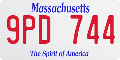 MA license plate 9PD744