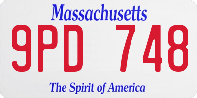 MA license plate 9PD748