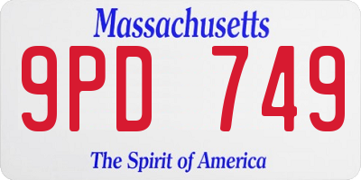 MA license plate 9PD749