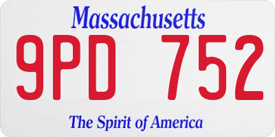 MA license plate 9PD752