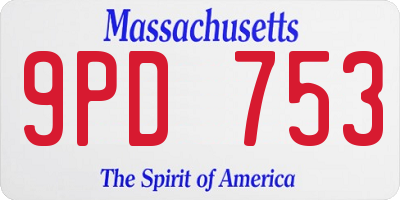 MA license plate 9PD753